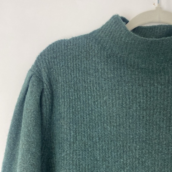 August Sky Forrest Green Mock Neck Balloon Sleeve Sweater Dress Size Large NWOT - Picture 6 of 14